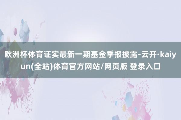 欧洲杯体育证实最新一期基金季报披露-云开·kaiyun(全站)体育官方网站/网页版 登录入口